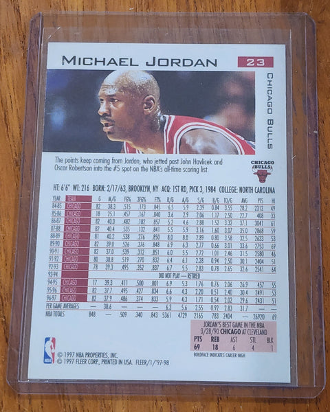 Fleer 97-98 Michael Jordan All Star All Defence League Leader Bulls #23