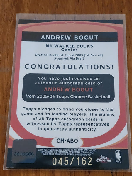 2005-06 Topps Chrome Andrew Bogut Chromographs Red Refractor Auto 45/162