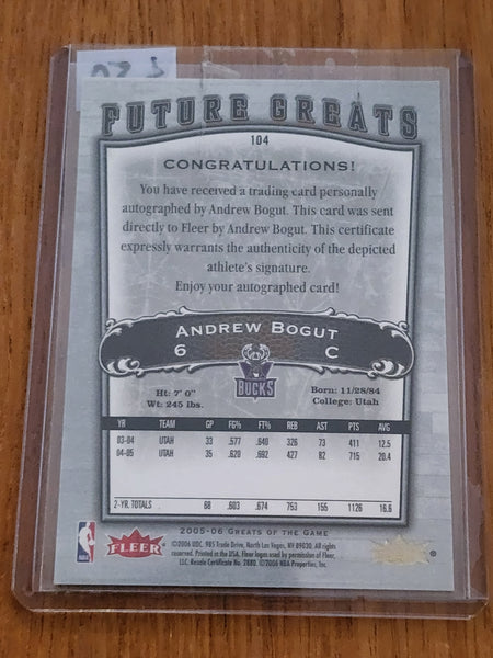 2005 Fleer Greats of the Game Andrew Bogut Rookie Auto 74/99