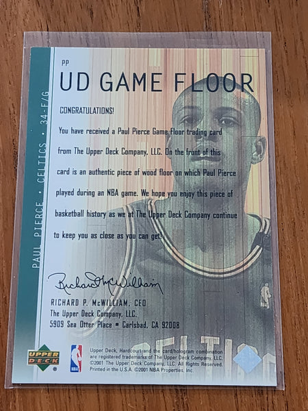 2001-02 Upper Deck Hardcourt UD Game Floor Paul Pierce #PP