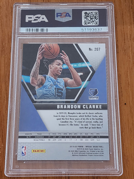 2019 Panini Mosaic Brandon Clarke #207 Memphis PSA GEM MT 10