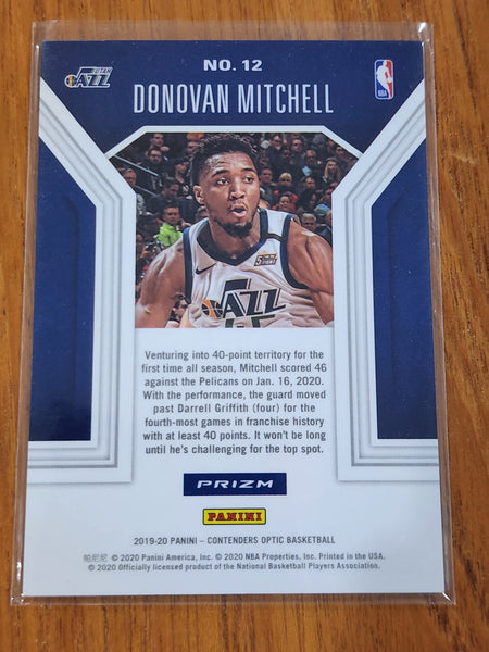 2019-20 Contenders Optic Playing Numbers Game Red Crack Ice #12 Donovan Mitchell