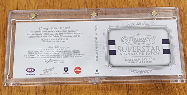2021 AFL Select Supremacy Superstar Signature Patch Booklet Matthew Pavlich Fremantle 16/25 SPS6
