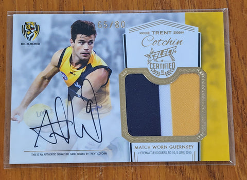 2016 AFL Select Certified Match Worn Guernsey Trent Cotchin Signature Card Richmond MGS6 65/80