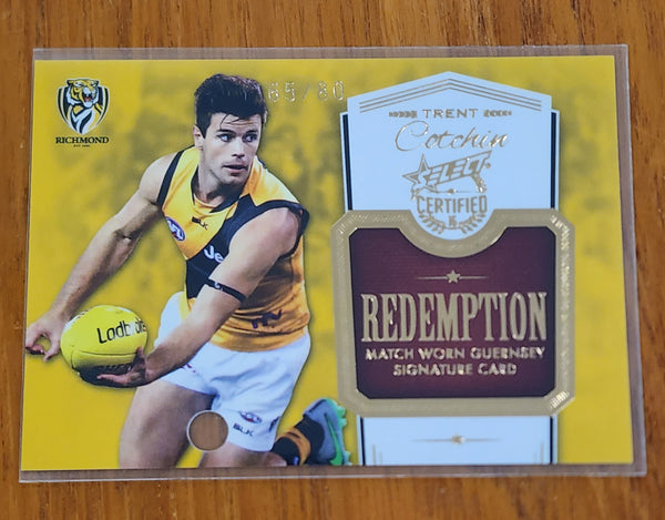 2016 AFL Select Certified Match Worn Guernsey Trent Cotchin Signature Card Richmond MGS6 65/80
