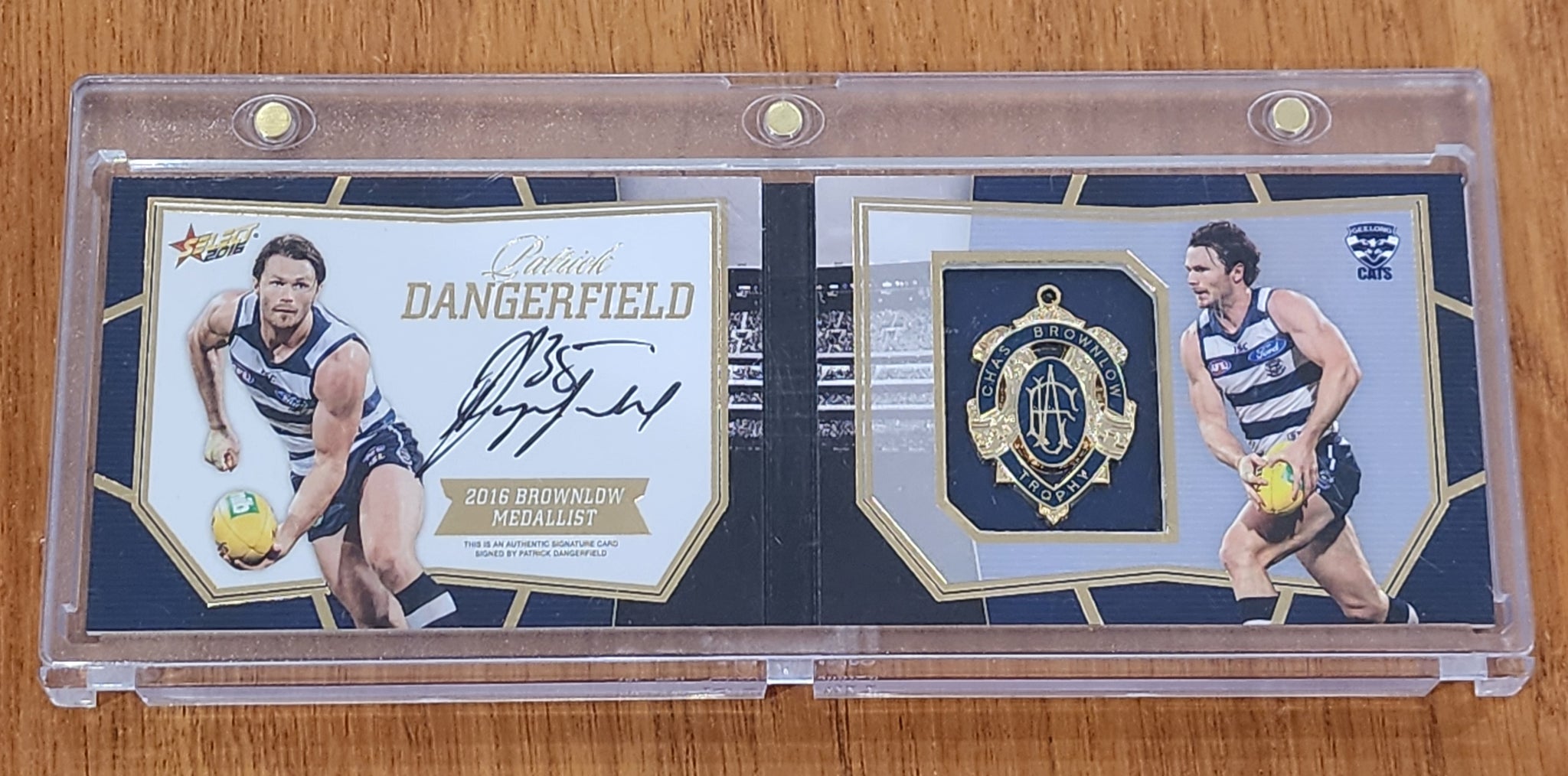 2016 AFL Select Brownlow Predictor card and medal Patrick Dangerfield Geelong 160/250 BP51