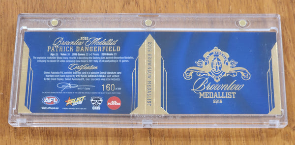 2016 AFL Select Brownlow Predictor card and medal Patrick Dangerfield Geelong 160/250 BP51