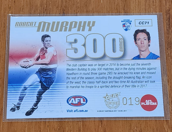 2017 AFL Select Certified 300 games Robert Murphy Bulldogs CC71 #19
