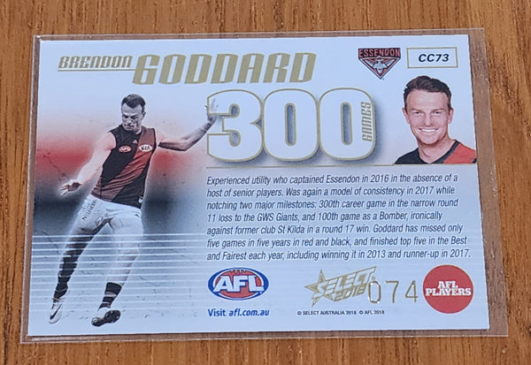 2018 AFL Select 300 games Brendon Goddard Essendon CC73 #74