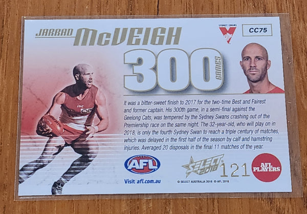 2018 AFL Select 300 games Jarrad McVeigh Sydney CC75 #121