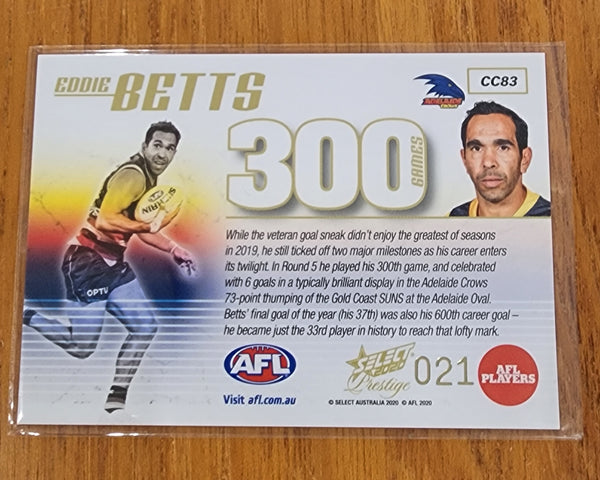 2020 AFL Select Prestige 300 games card Eddie Betts Adelaide Crows CC83 #21