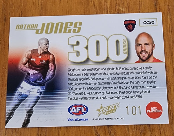 2023 AFL Select 300 games card Nathan Jones Melbourne CC92 #101