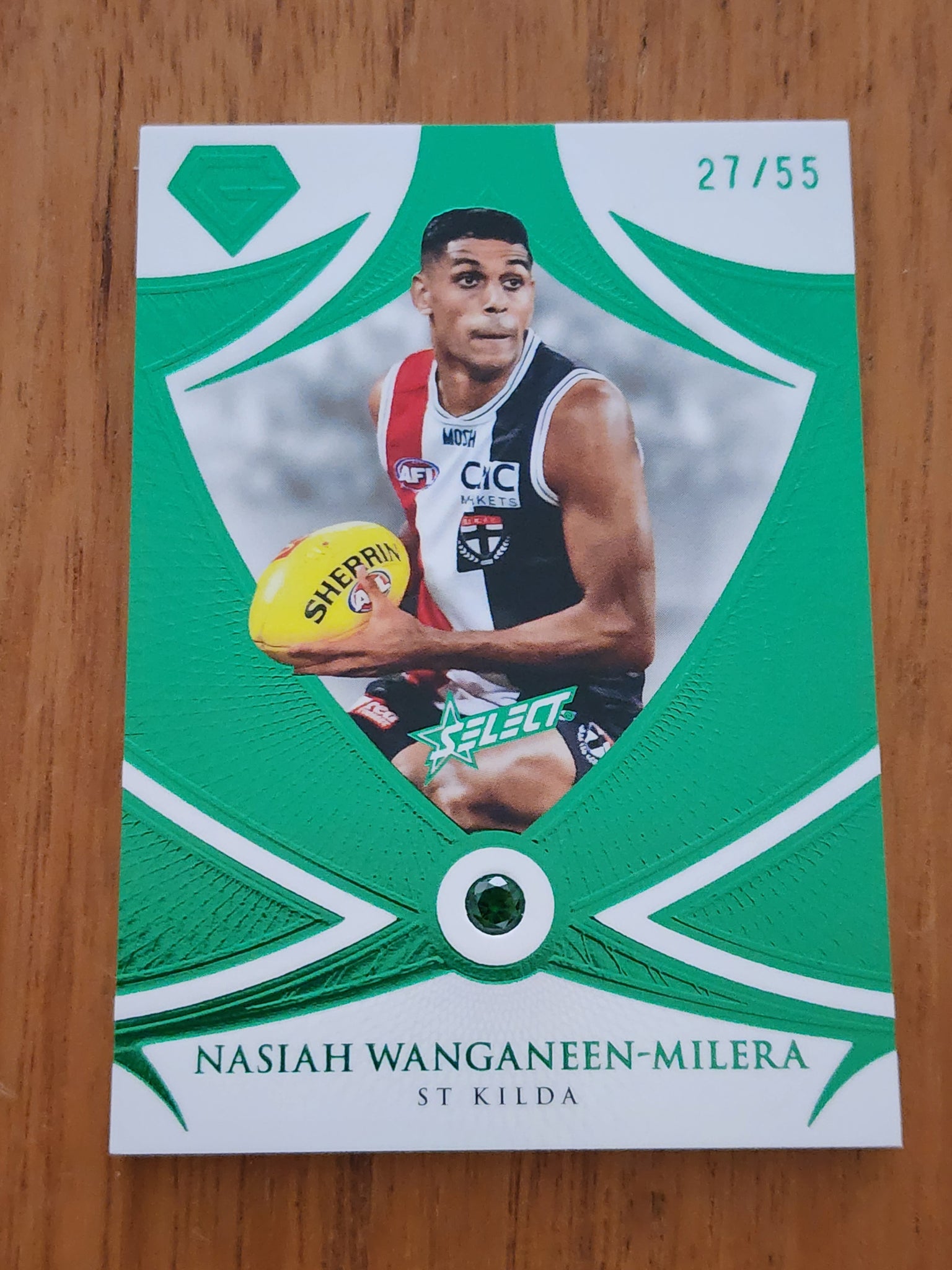 2023 AFL Gem Nasiah Wanganeen - Milera Green Emerald St Kilda 27/55 GE30