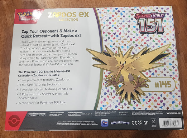 Pokemon TCG Scarlet & Violet 151 Zapdos EX Collection Box Sealed NEW