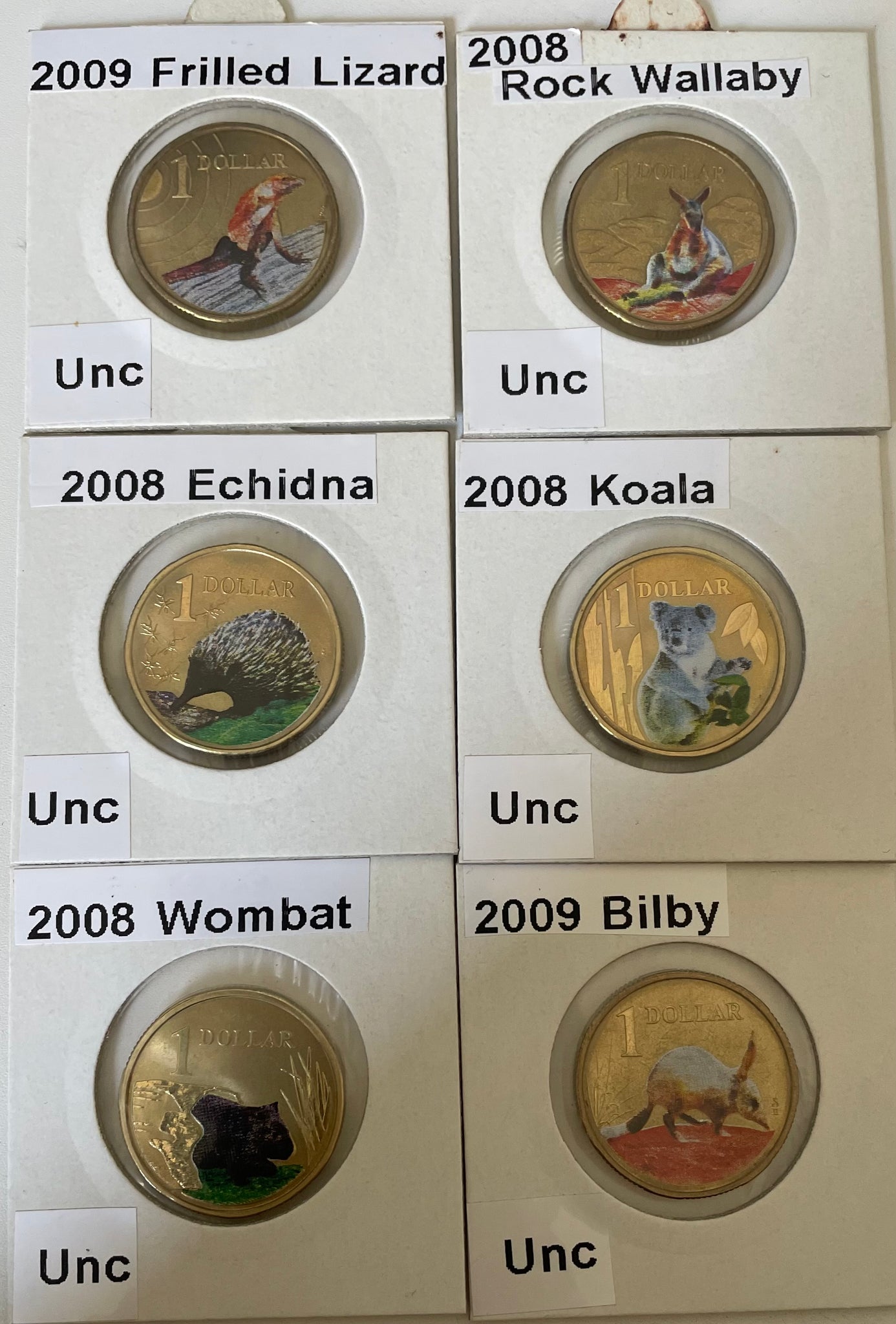 2008 - 2009 Royal Australian Mint $1 Land Series Set of 6 coloured Coins