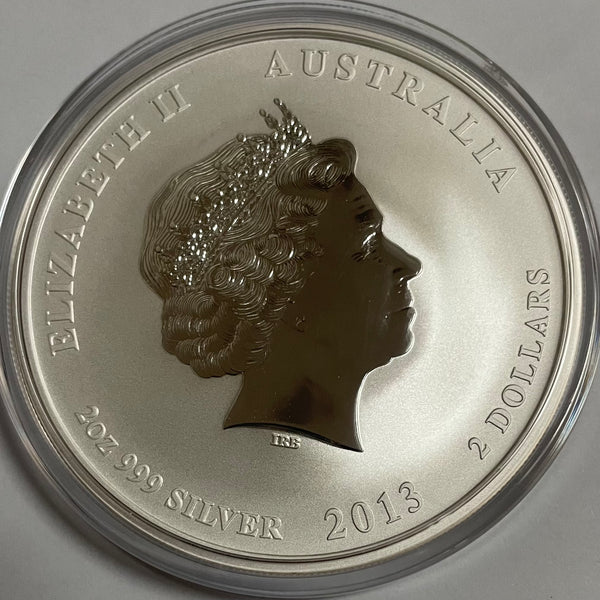 Australia 2013 Perth Mint $2 Lunar New Year of the Snake 2oz Silver Coin