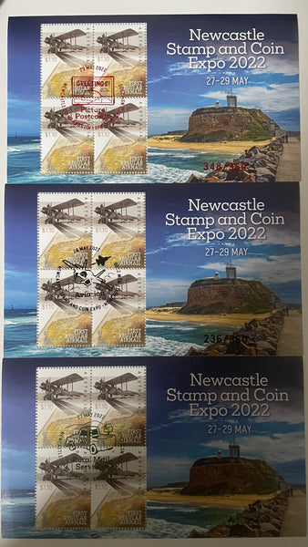 2022 Newcastle Stamp and Coin Show set of 9 PNCs and 3 Stamp Miniature Sheets