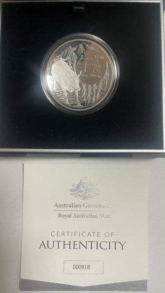 Silver coin with a certificate of authenticity from the Australian Government Royal Australian Mint.