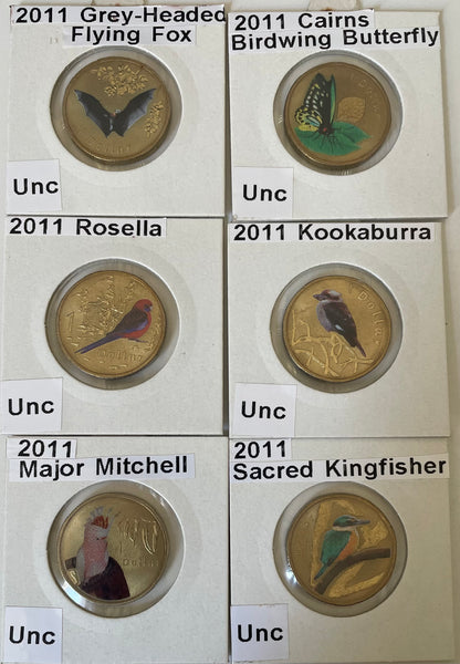 2011 Royal Australian Mint $1 Air Series Set of 6 coloured Coins