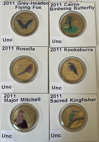 2011 Royal Australian Mint $1 Air Series Set of 6 coloured Coins