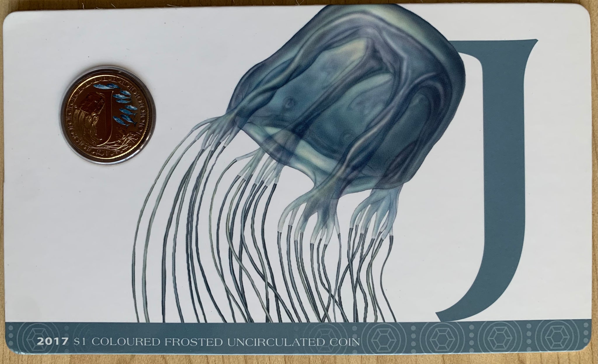 2017 Aussie Alphabet Coloured $1 coin "J" Jelly Fish