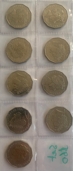 Australia 2001 Centenary of Federation Set of 9 States & Territories 50c Uncirculated