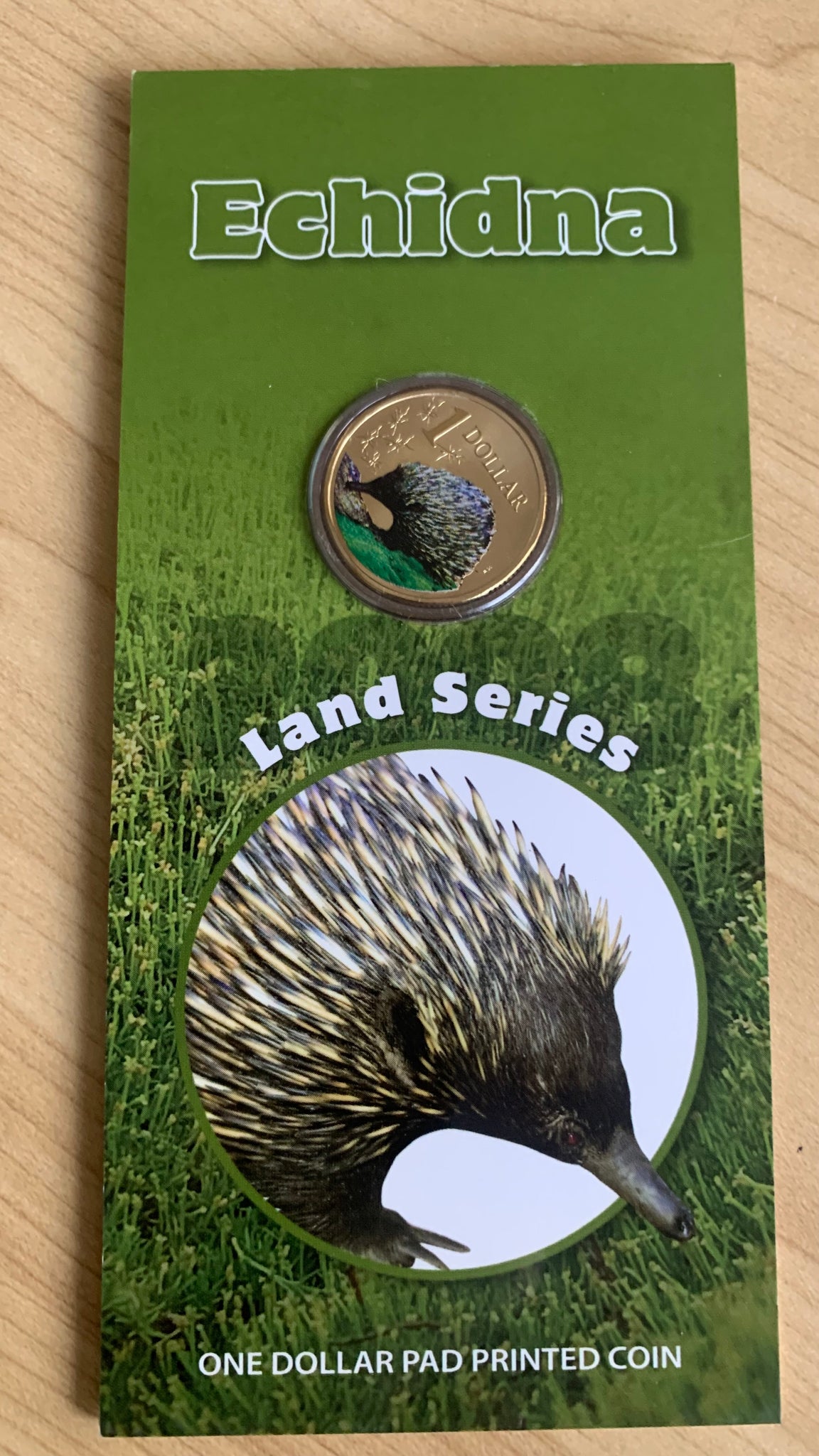 Australia 2008 Royal Australian Mint $1 Land Series Echidna Coloured Coin