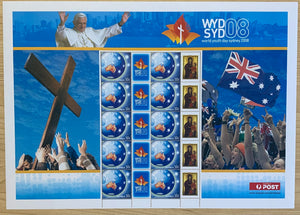 2008 WYD World Youth Day MUH 50c Globe with Personalised Tab - Symbol and Madonna & Child