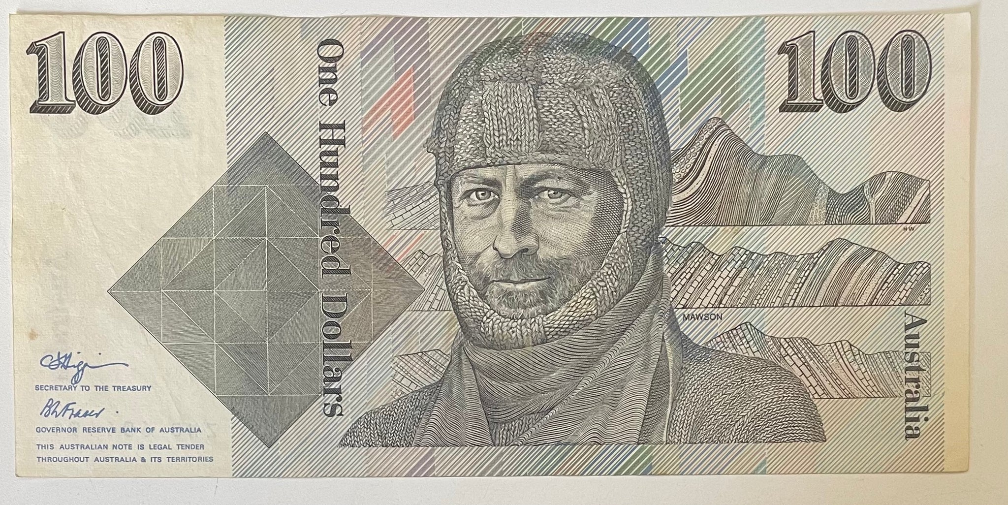 Australia 1990 $100 Higgins Fraser Circulated Banknote. R612