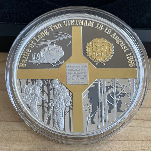 Niue 2021 Battle of Long Tan 5oz 999 Silver Coin Box Cert