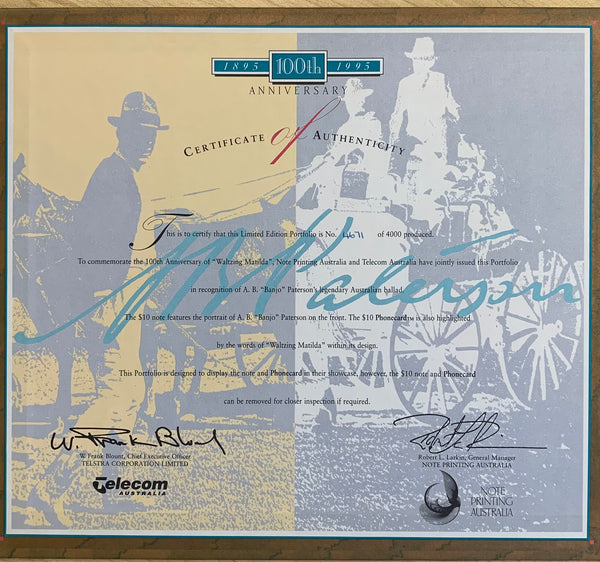 1995 $10 Evans Fraser Polymer Note WM serial folder