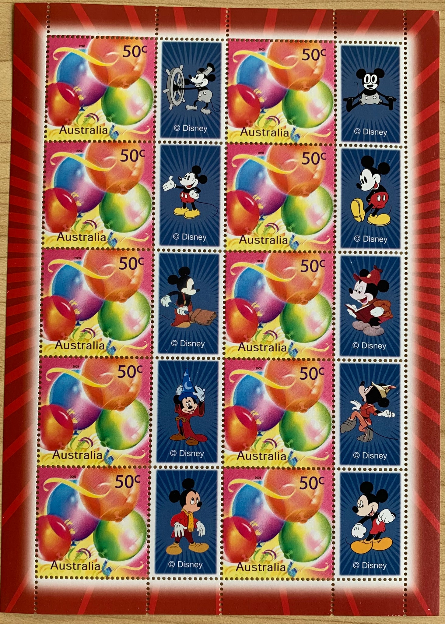 Australia 2004 50c Celebrate Mickey - 75 years of fun stamp sheet