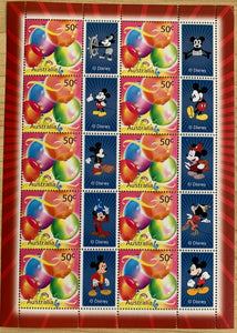 Australia 2004 50c Celebrate Mickey - 75 years of fun stamp sheet