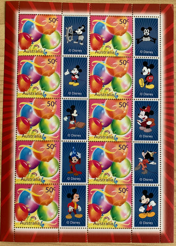 Australia 2004 50c Celebrate Mickey - 75 years of fun stamp sheet