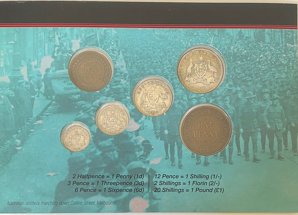 Australia 1914-1918 First World War Coinage Set of 6