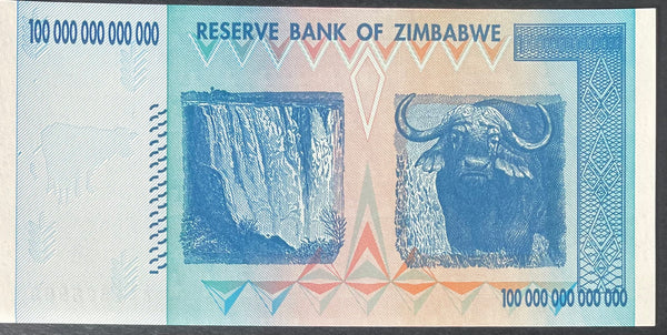 Zimbabwe 2008 One Hundred Trillion Dollars Banknote Uncirculated