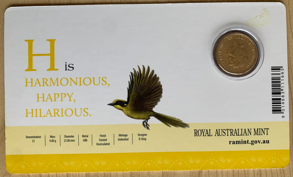 2017 Aussie Alphabet Coloured $1 coin "H" Humming Bird