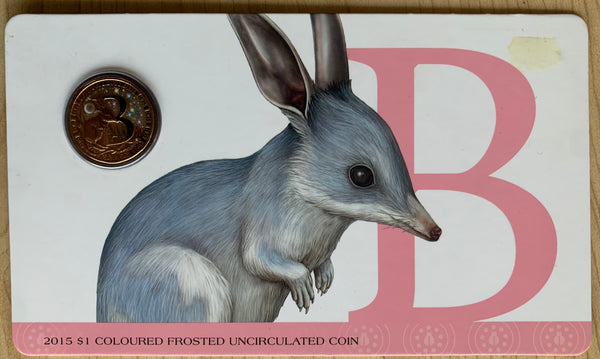 2015 Aussie Alphabet Coloured $1 coins "B" Bilby