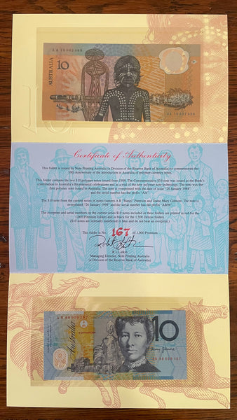 Australia 1998 10th Anniversary of Polymer Banknotes Premium $10 Folder