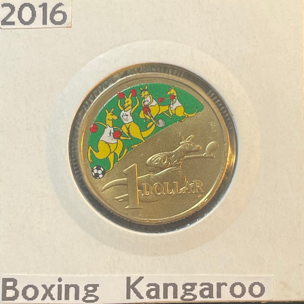 Australia 2016 Royal Australian Mint $1 Coloured Boxing Kangaroos Uncirculated