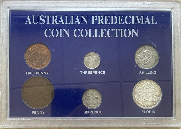 Australia 1959 Pre Decimal 6 Coin Set in Perspex Case IDEAL BIRTHDAY GIFT