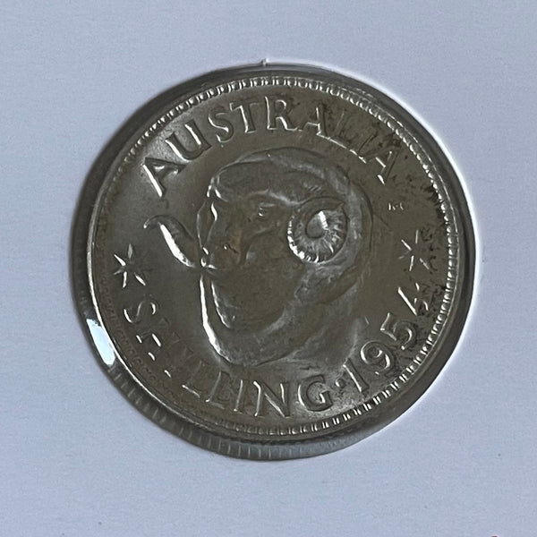 Australia 1954  1/- One Shilling silver coin Uncirculated