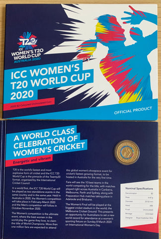 2020 $2 ICC Women's Cricket World Cup Uncirculated Coloured Coin