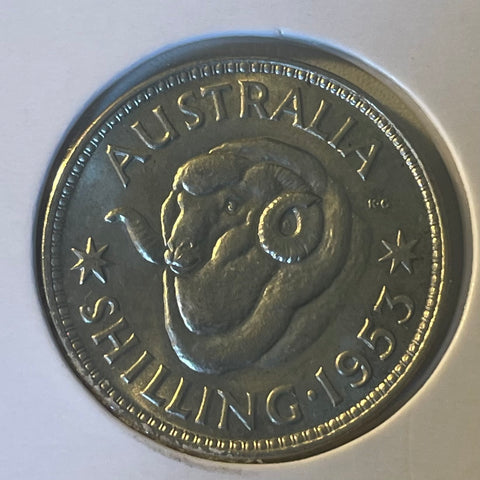 Australia 1953  1/- One Shilling silver coin about Uncirculated