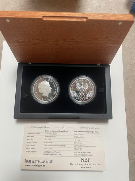 Australia 2013 Royal Australian Mint $1 Kangaroos of the World Set of 2 1oz Silver Proof Coins