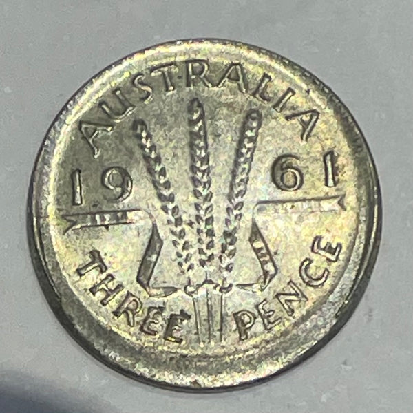 Australia 1961 3d Threepence Mis-Strike Variety Silver Coin Uncirculated Condition
