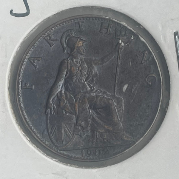 UK Great Britain 1902 King Edward VII Farthing 1/4d Coin about Uncirculated