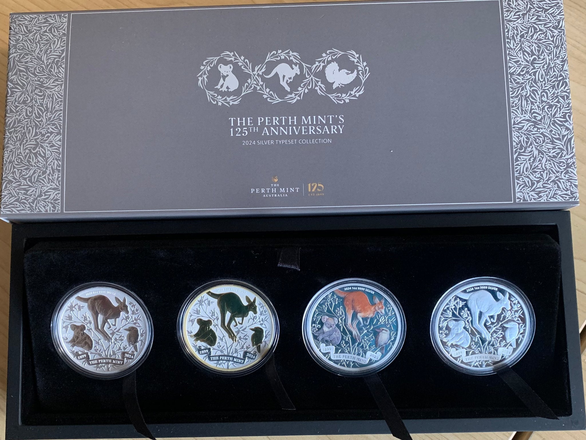 2024 Australia Perth Mint 125th Anniversary  .9999  4 x $1 1oz Silver Proof Coins