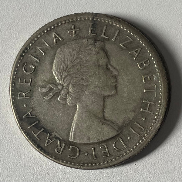 Australia 1953 2/- Florin Mistrike Variety Silver Coin