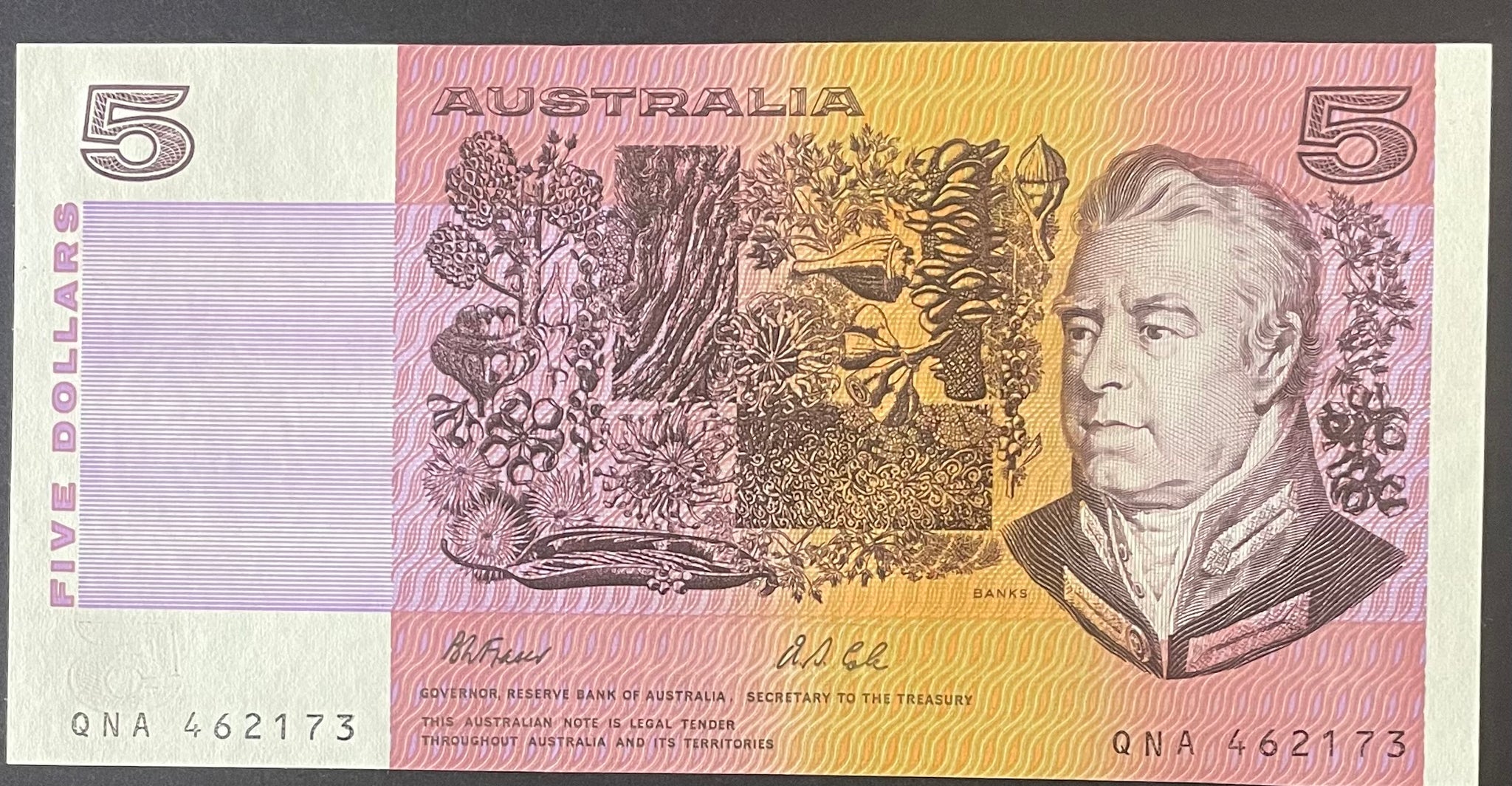 Australia 1991 $5 Fraser Cole Five Dollars Banknote. R213